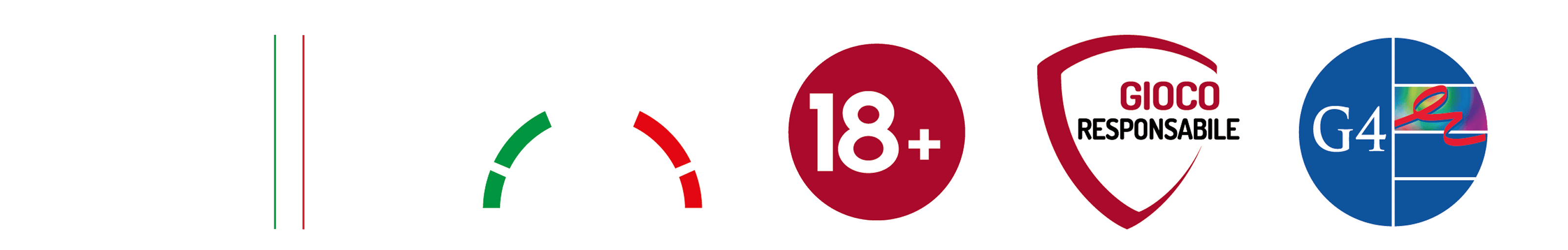 Certificazioni: Repubblica Italiana, ADM, 18+, Gioco Responsabile, G4